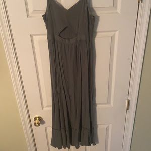 Aerie women’s small green tank maxi dress with front opening